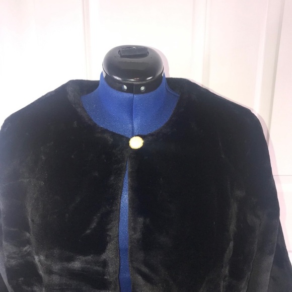 NWOT Jessica London 16W black faux fur cropped 1 button jacket - Picture 6 of 12